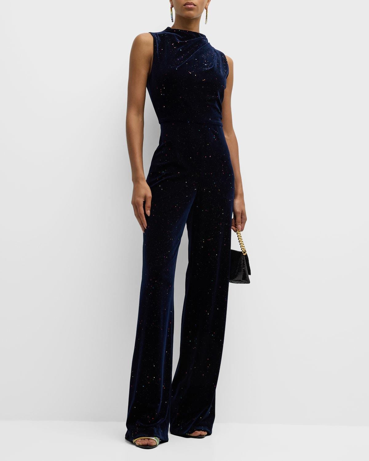 Womens Corinne Velvet Sleeveless Jumpsuit Product Image