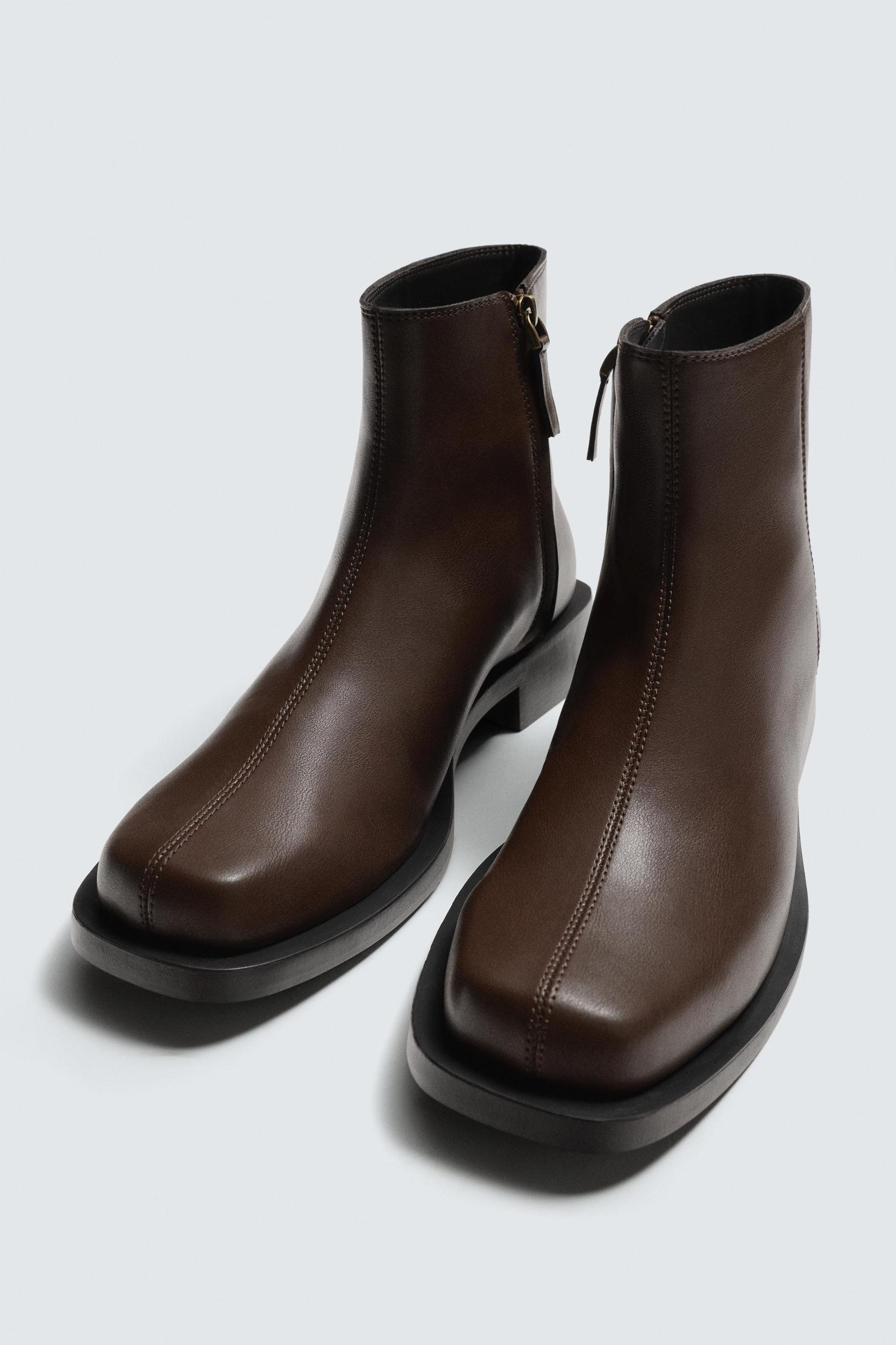 TOPSTITCHED MID-CALF BOOTS Product Image
