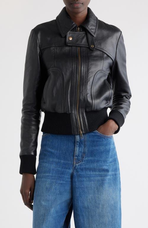 Paneled Leather Jacket In Black Product Image