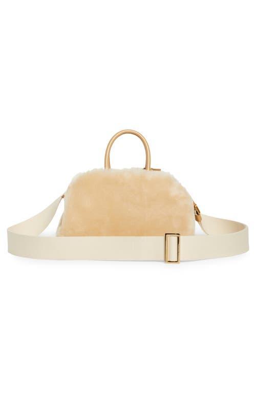 FERRAGAMO Hug Small Shearling Tote Bag In Naturale/camel Product Image