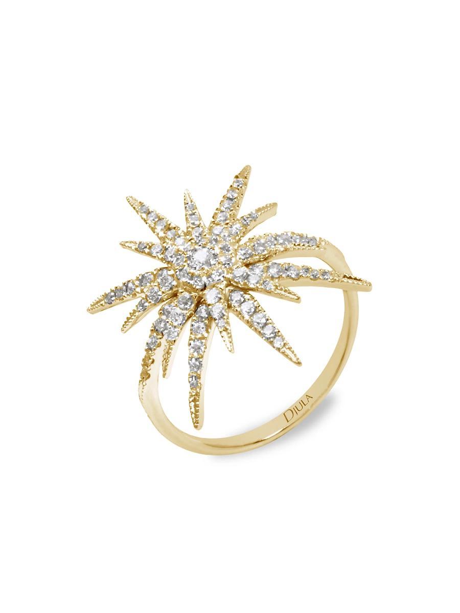 Womens Soleil 18K Yellow Gold & Diamond Starburst Ring Product Image