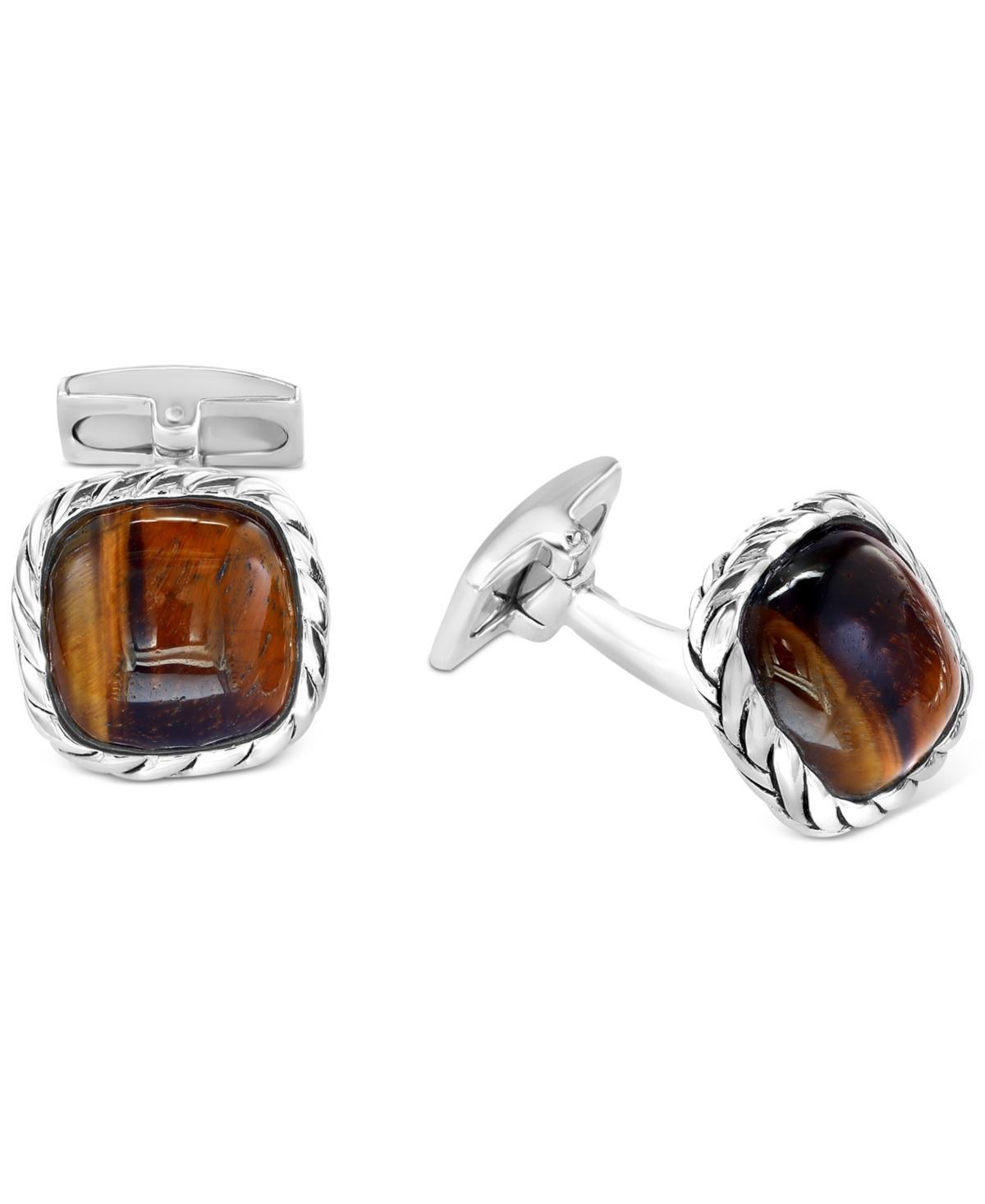 Effy Mens Tiger Eye Cufflinks in Sterling Silver (Also in Black Agate) Product Image