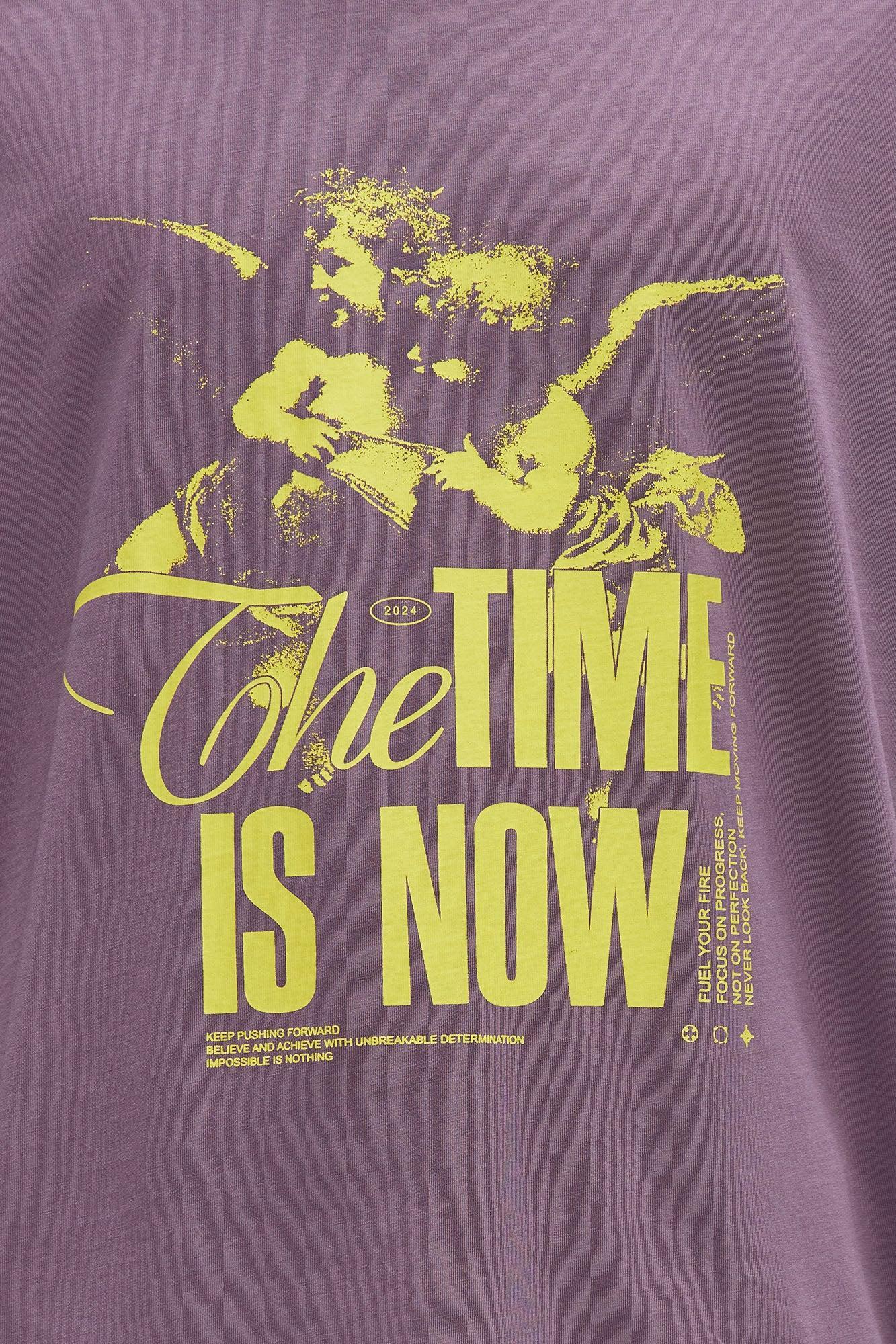 The Time Is Now Oversized Short Sleeve Tee - Purple Product Image