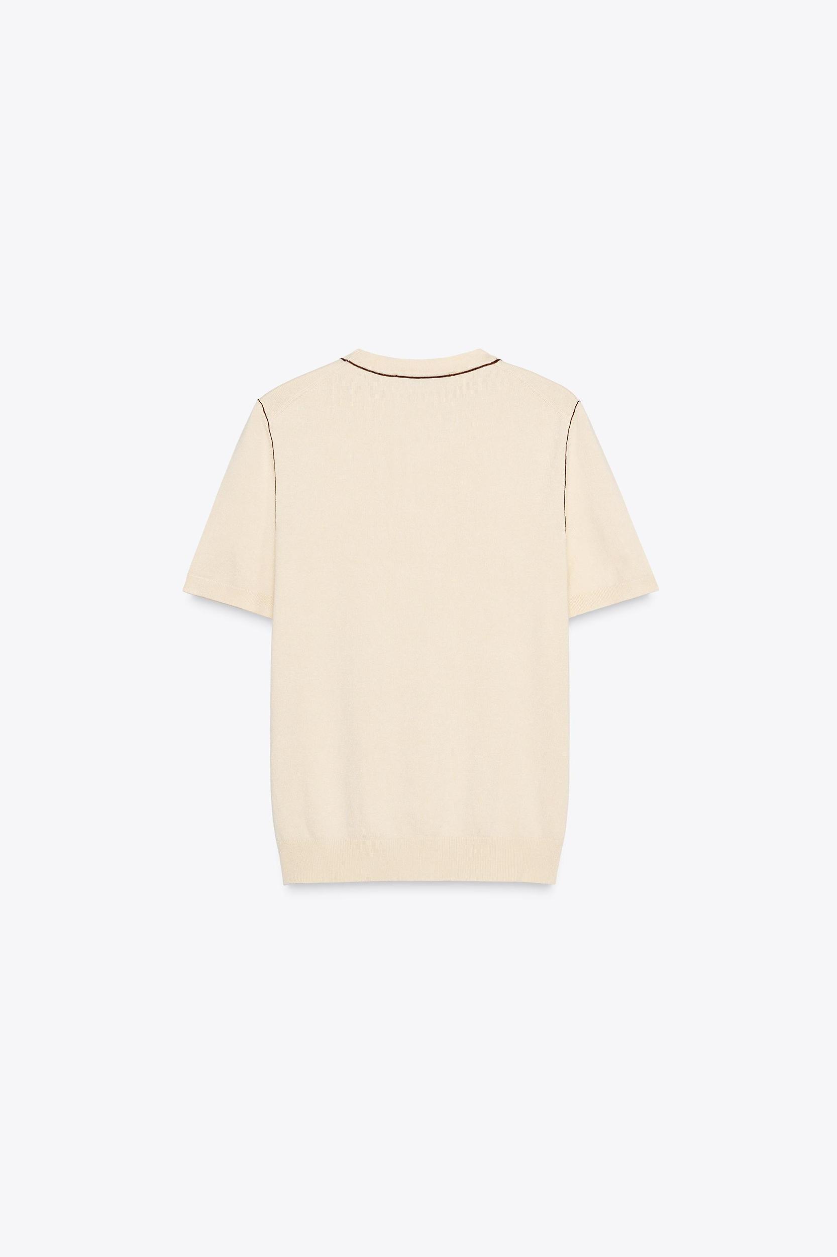 TRIMMED SHORT SLEEVE KNIT TOP Product Image