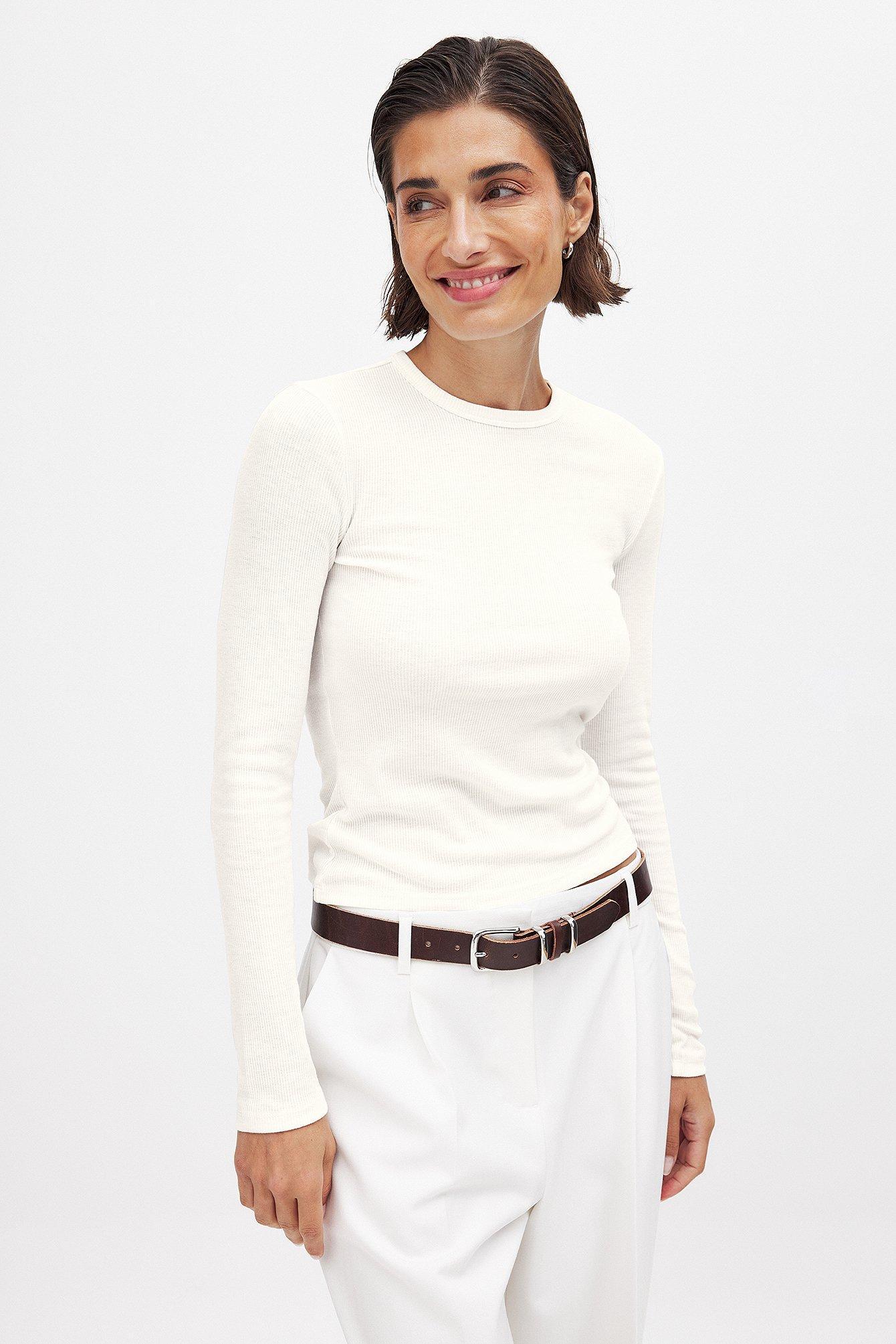 Ribbed Long Sleeved Round Neck Top Product Image