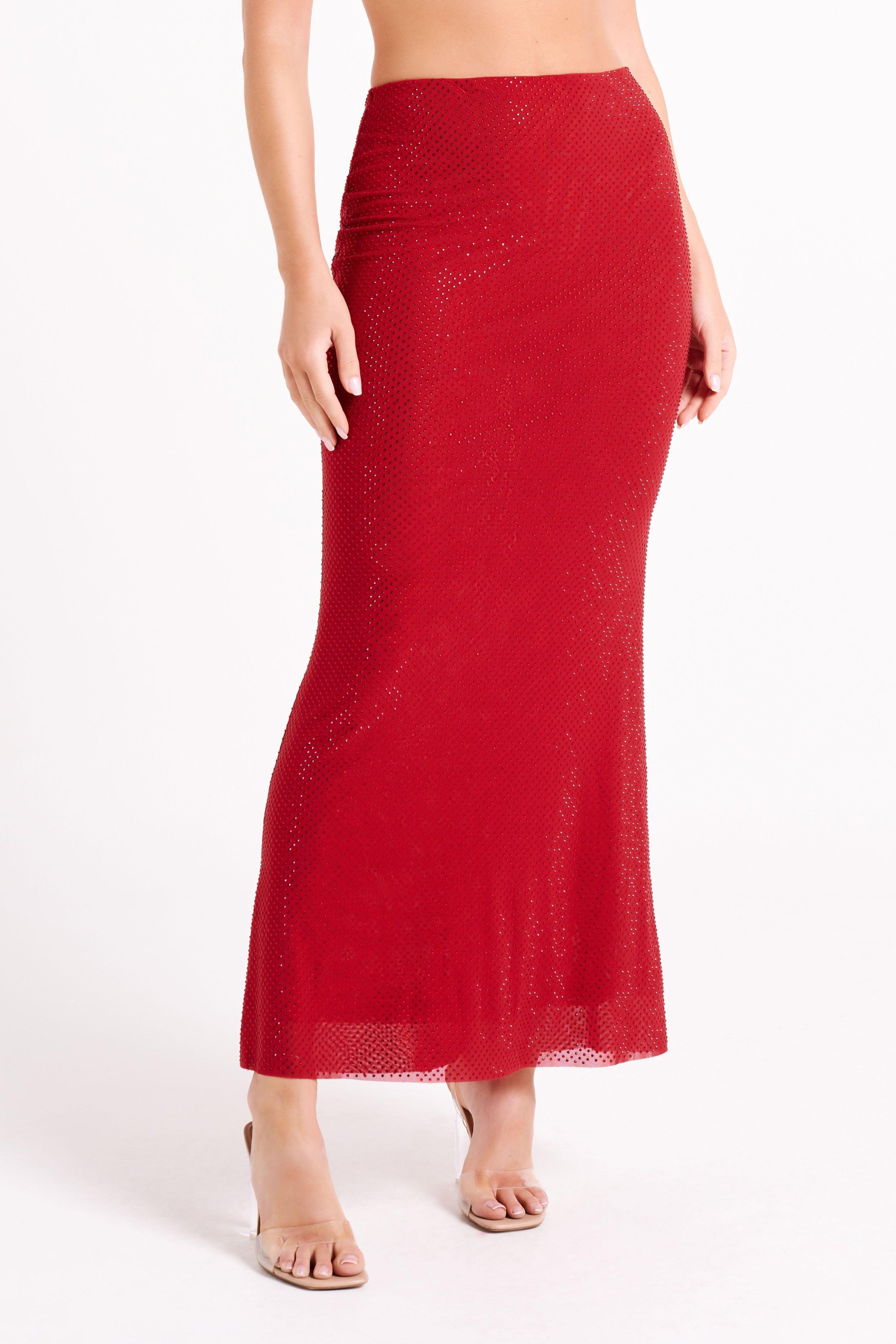 Erika Diamante Maxi Skirt - Vermilion Red Product Image