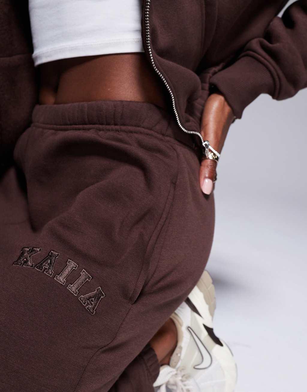 Kaiia Studio cuffed sweatpants in chocolate brown - part of a set Product Image