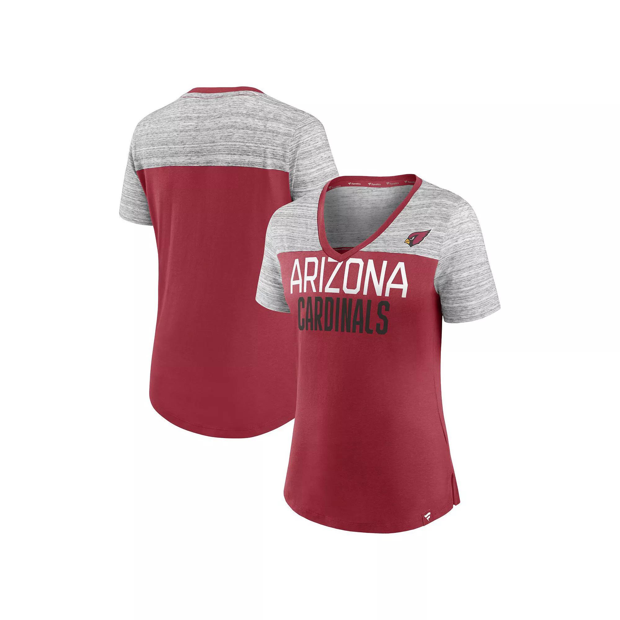 Women's Fanatics Branded Cardinal/Heathered Gray Arizona Cardinals Close Quarters V-Neck T-Shirt, Size: XS Product Image