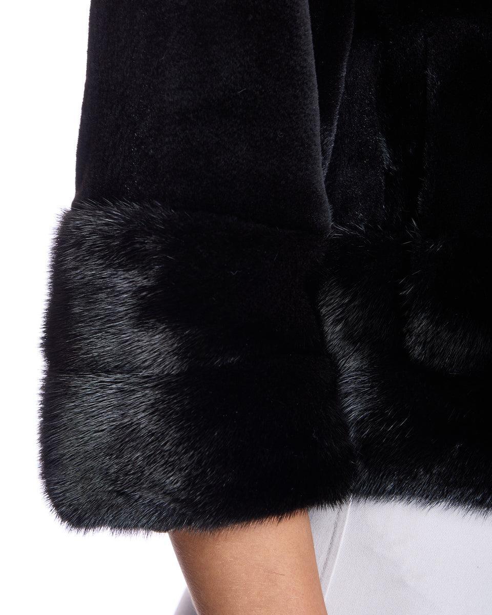 Sheared Mink Bolero With Long Hair trim Product Image