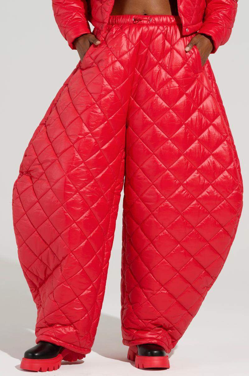 VIVI OVERSIZED PUFFER PANTS IN RED Product Image