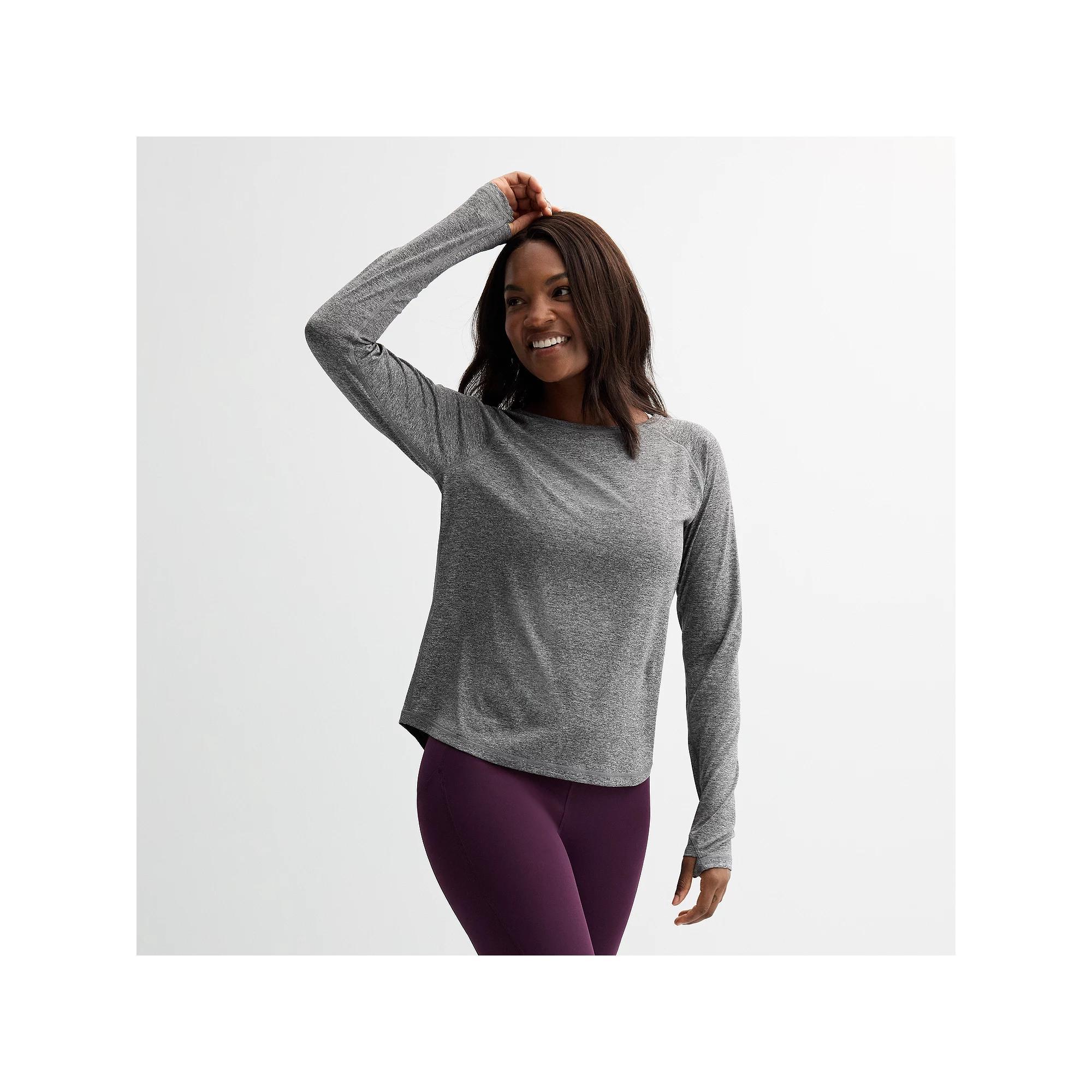 Women's Tek Gear® Dry Tek Long Sleeve T-Shirt, Size: XS, Grey Product Image