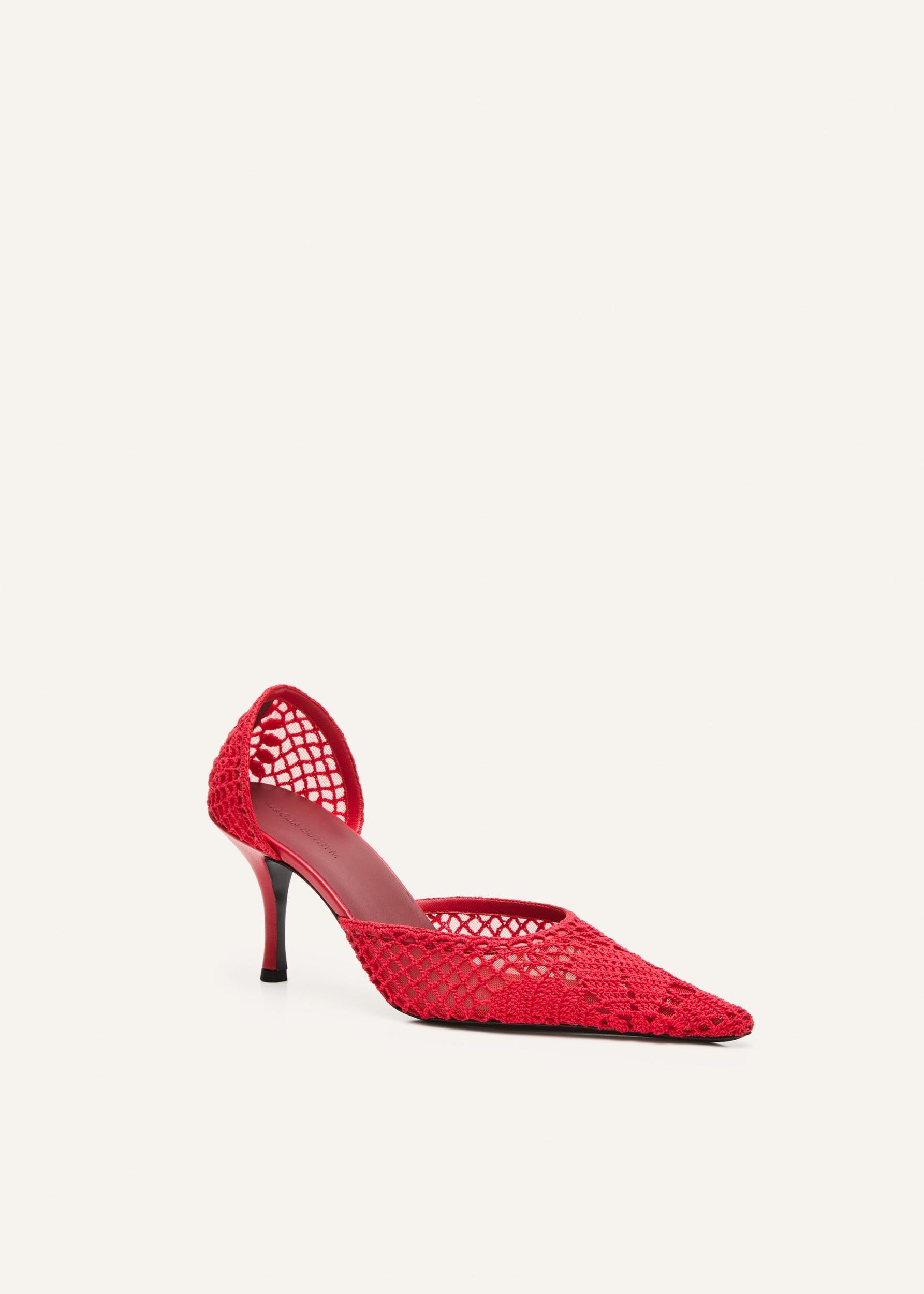 Kitten pointed crochet heels in red Product Image