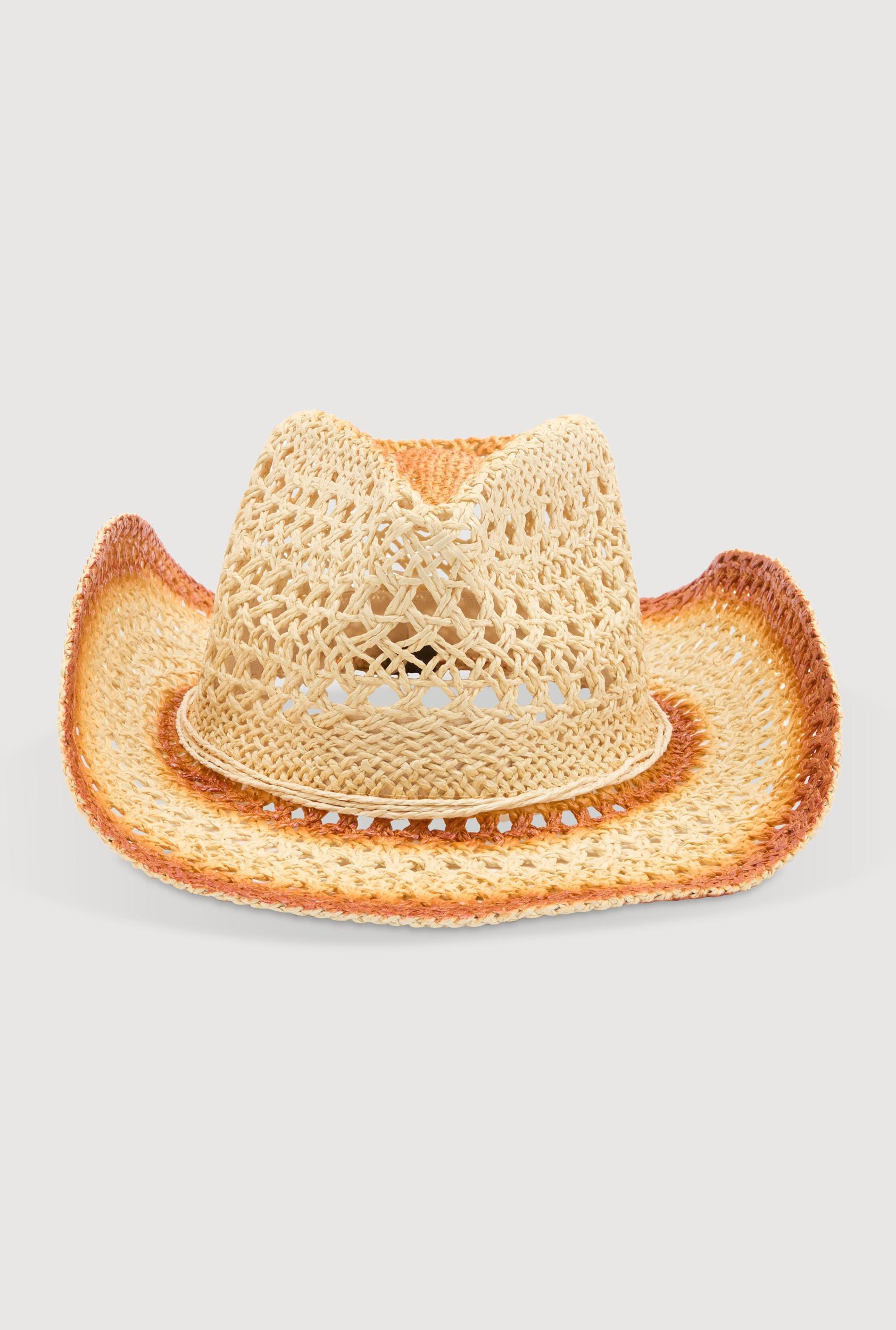 Contrast Trim Straw Cowboy Hat Female Product Image