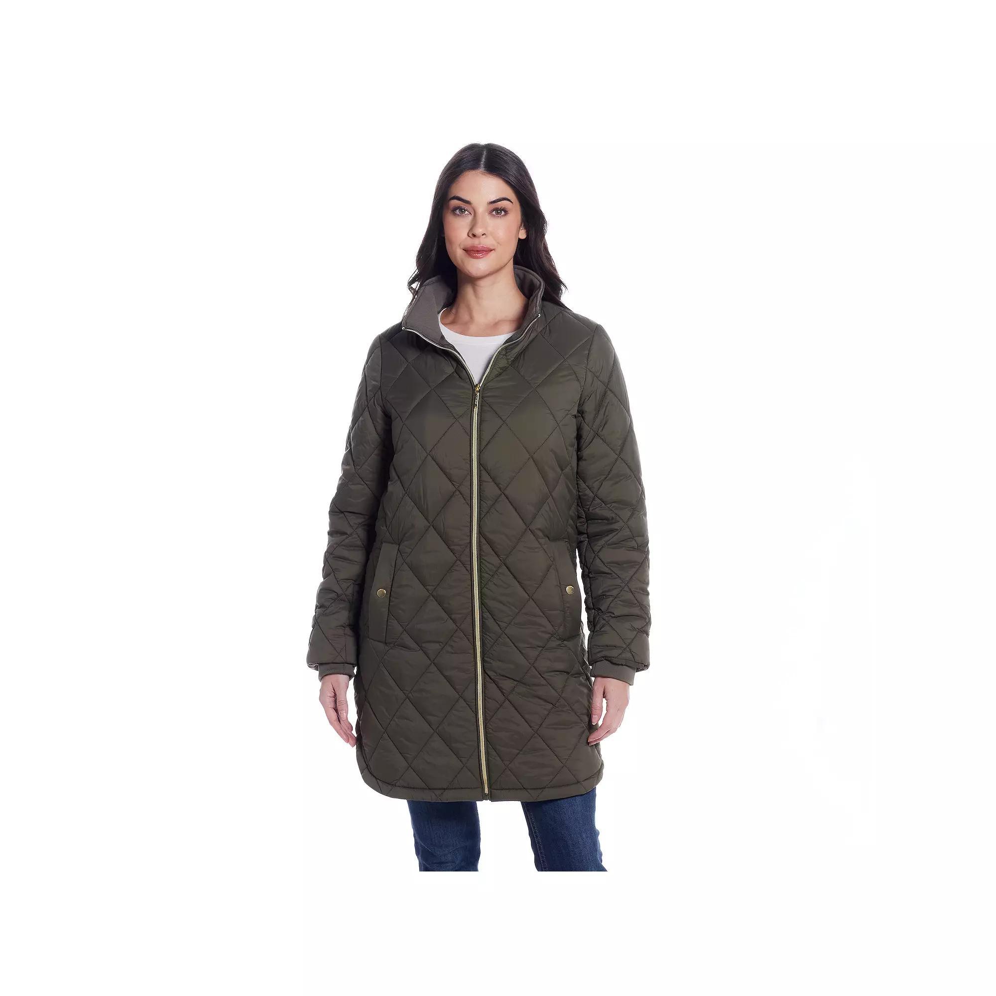 Women's Weathercast Quilted Zip Front Walker Jacket, Size: XL, Dusty Green Product Image