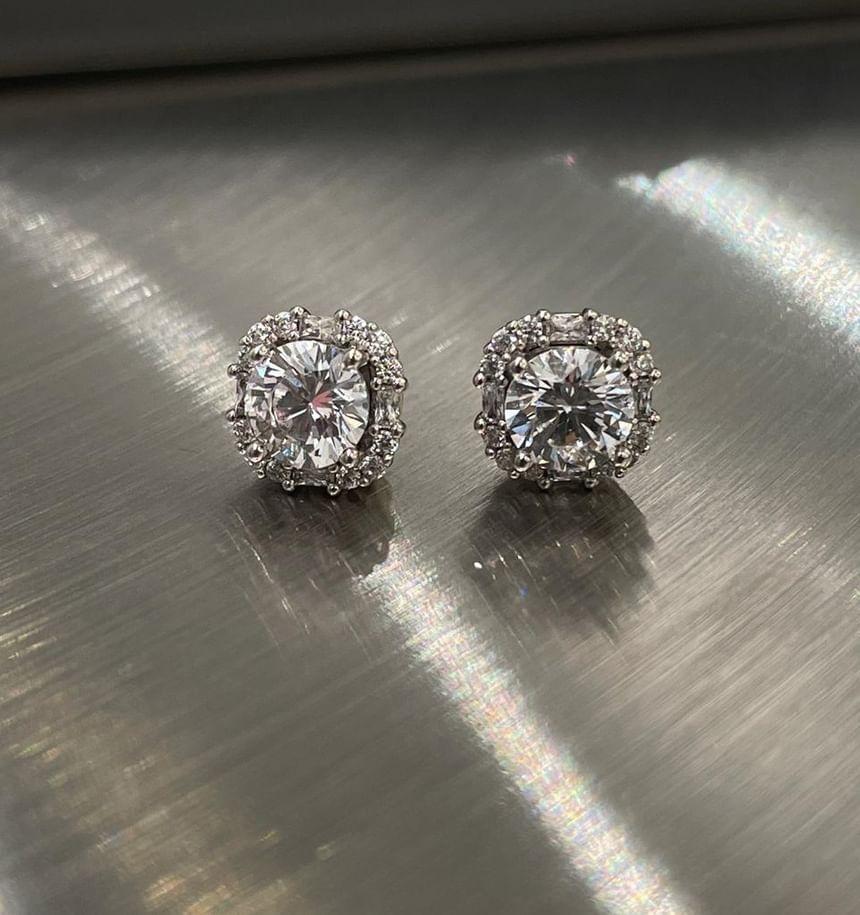 CZ Square Alloy Stud Earring Product Image