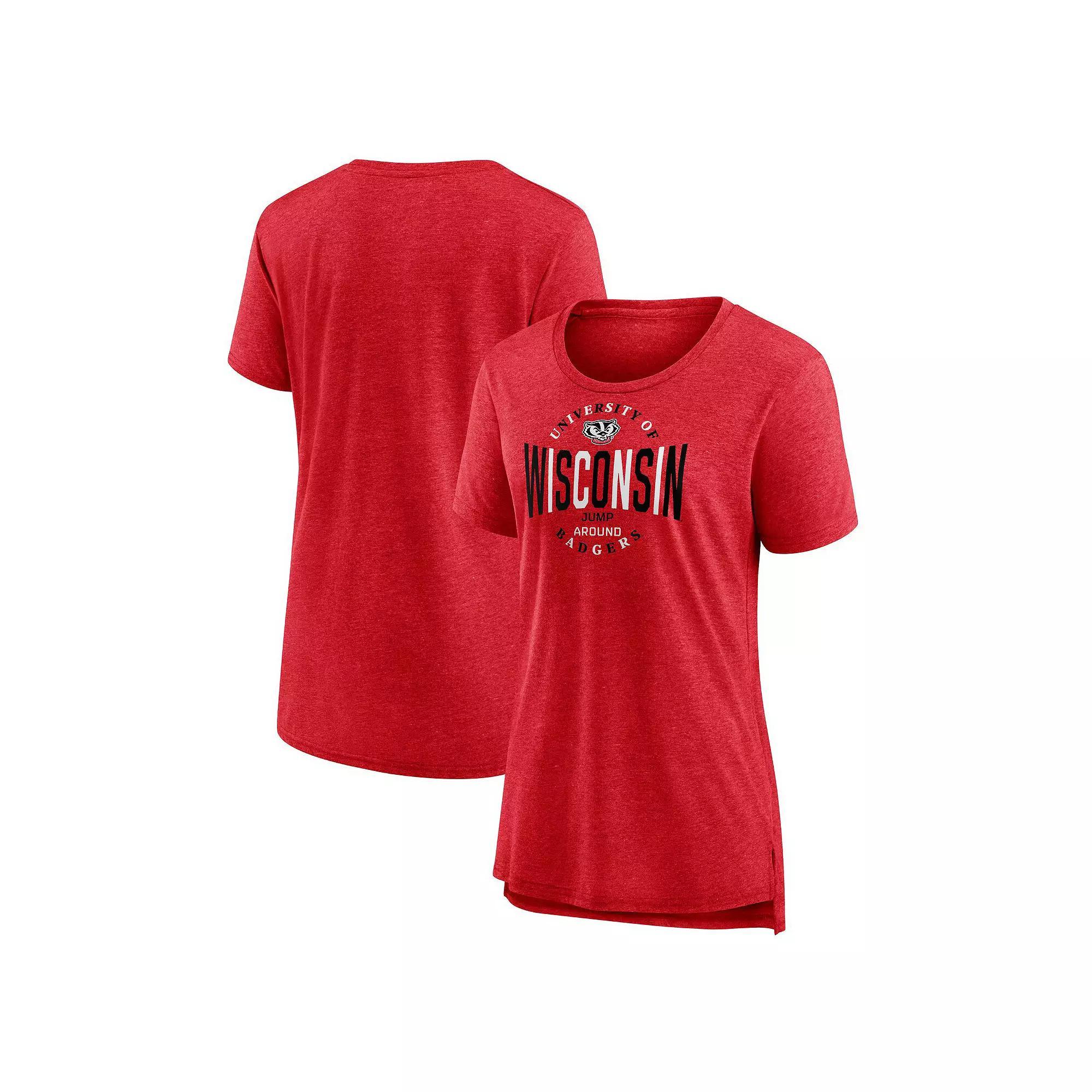 Women's Fanatics Red Wisconsin Badgers True Classics Break It Down Tri-Blend T-Shirt,  Product Image