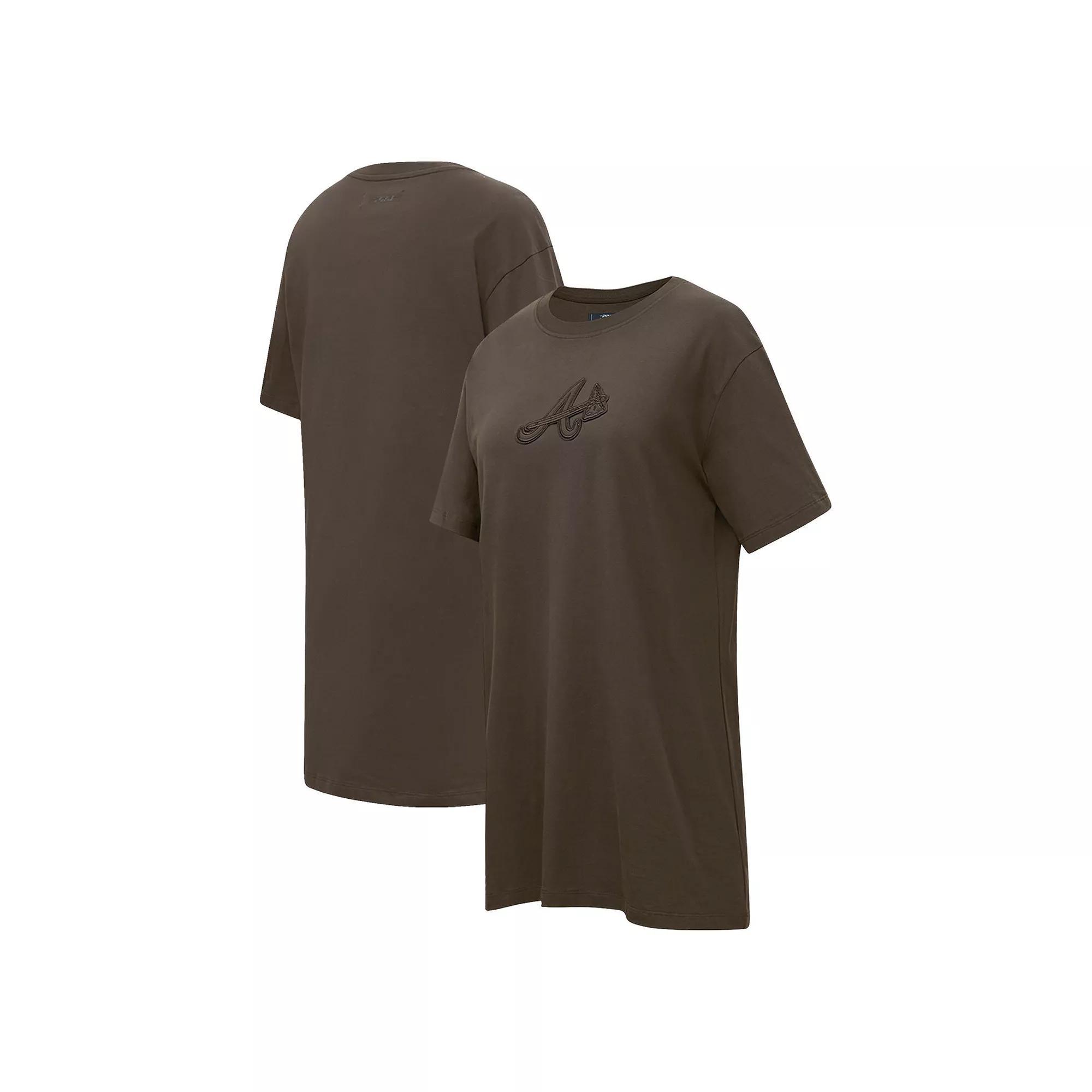 Women's Pro Standard Brown Atlanta Braves Neutral T-Shirt Dress, Size: 2XL Product Image