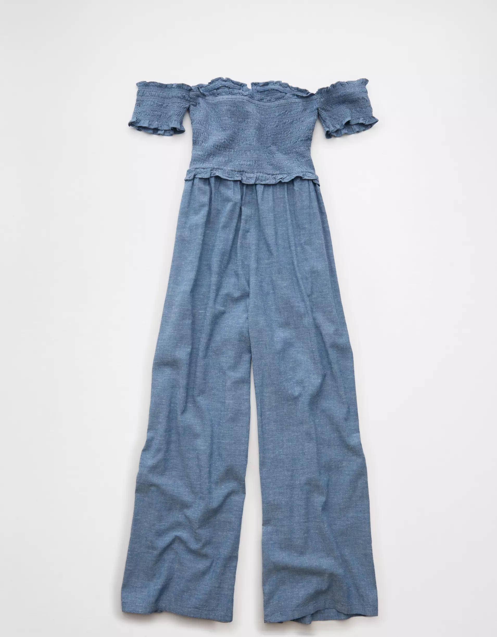 AE Off The Shoulder Tie Front Jumpsuit Product Image