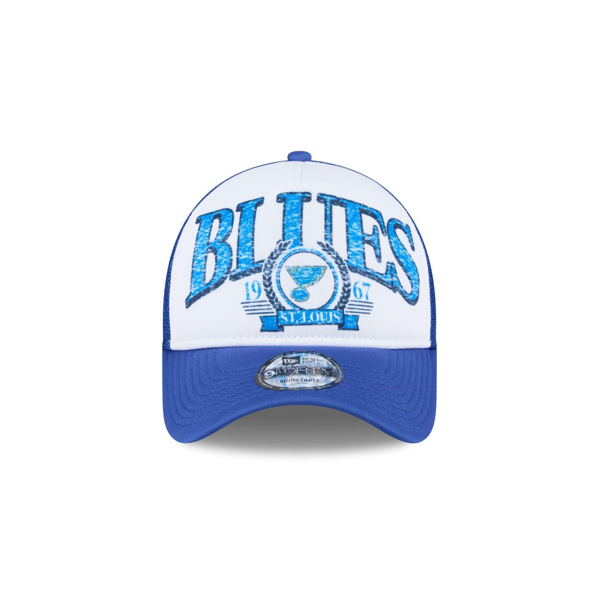 St. Louis Blues Distressed 9FORTY A-Frame Trucker Hat Male Product Image
