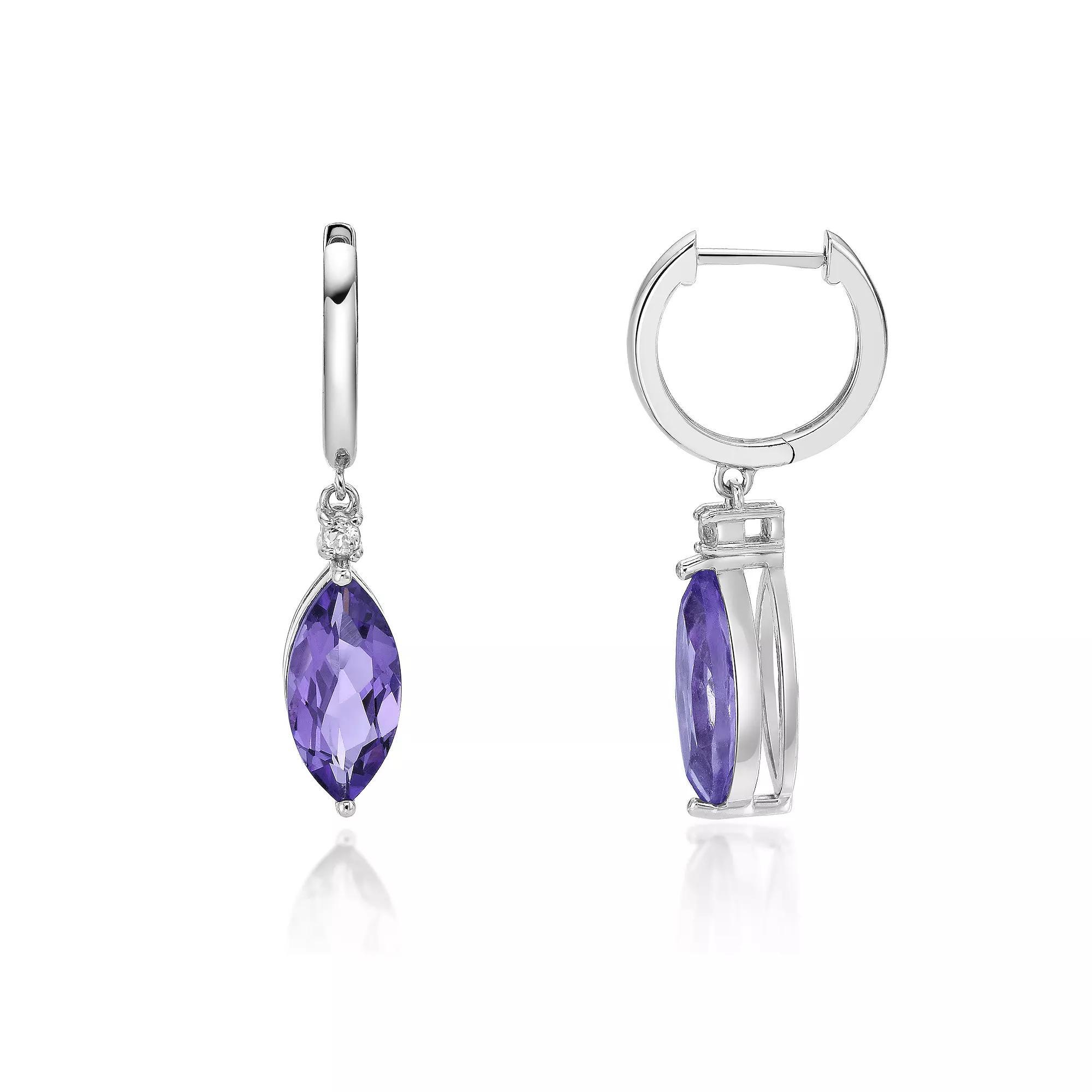 Gemminded Sterling Silver Amethyst & Lab-Created White Sapphire Earrings, Women's Product Image