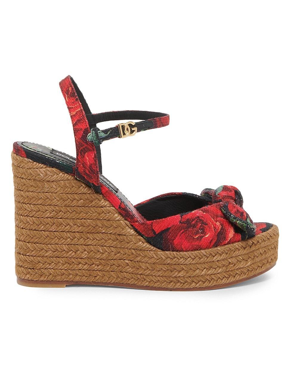 Womens Floral Espadrille Wedge Sandals Product Image