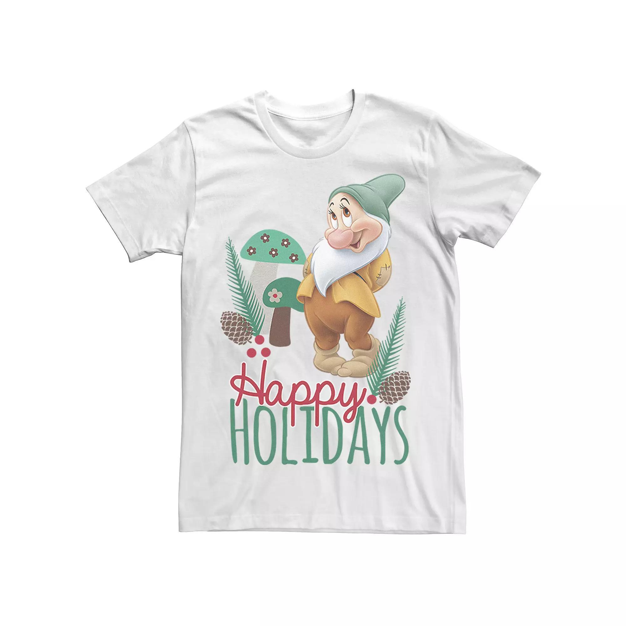 Disney's Men's Snow White Bashful Happy Holidays Graphic Tee,  Product Image