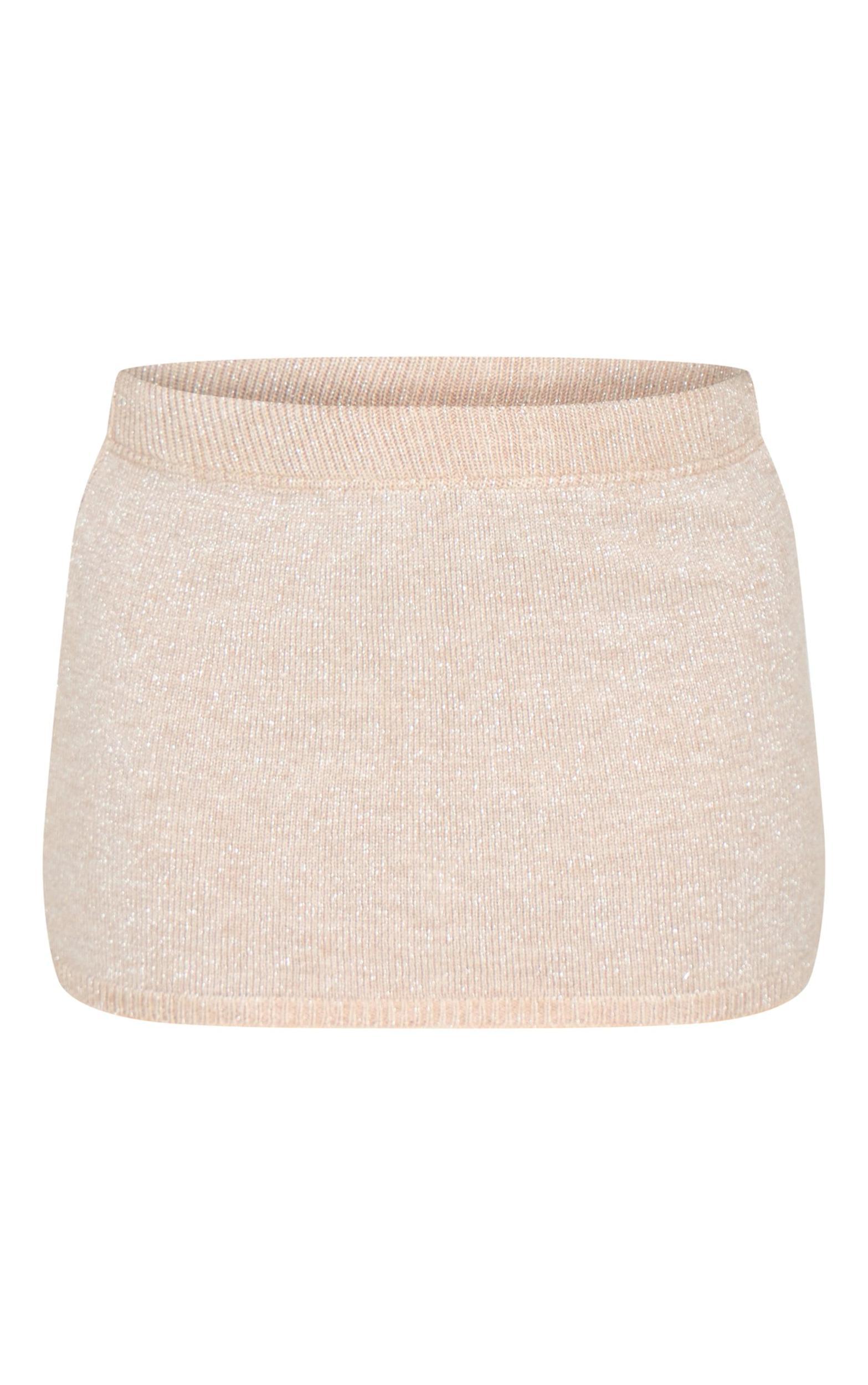 Silver Lurex Knit Micro Mini Skirt Product Image