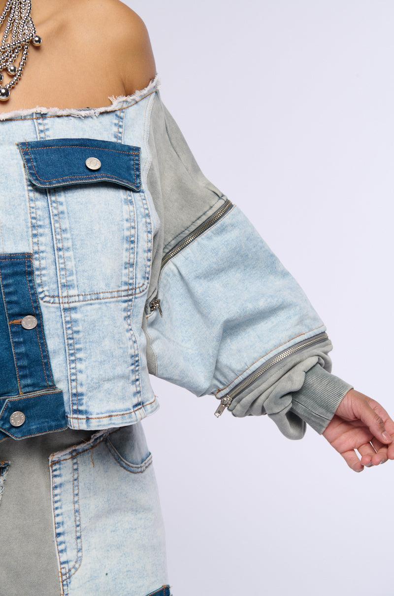 DENIM DREAMS ZIPPER DETAIL SWEATSHIRT Product Image