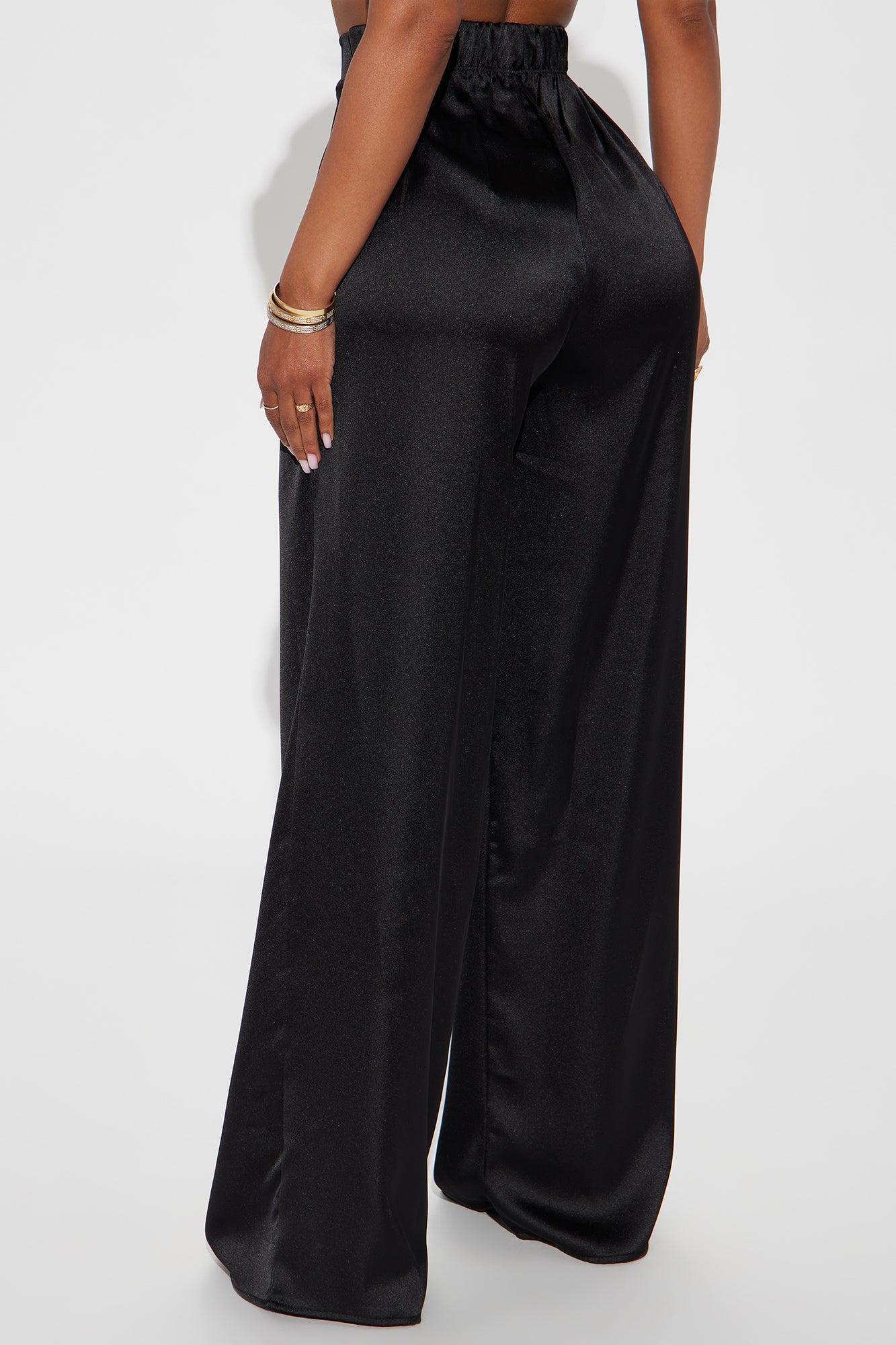 Tone It Down Satin Trouser - Black Product Image