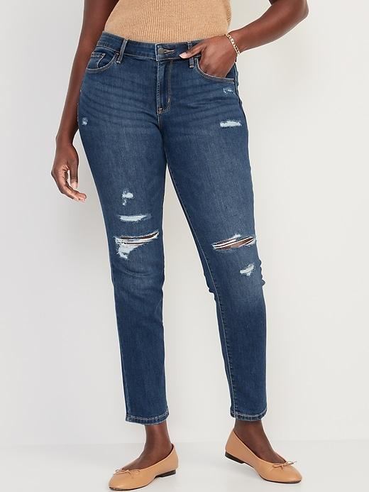 Mid-Rise Power Slim Straight Jeans Product Image