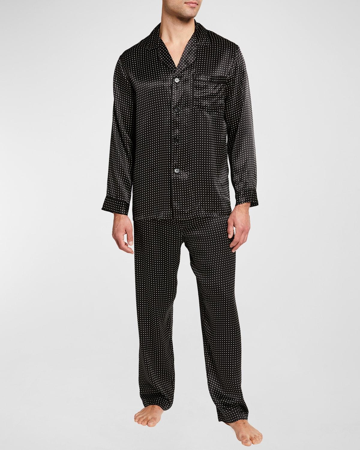 Mens Silk Dot Pajama Set Product Image