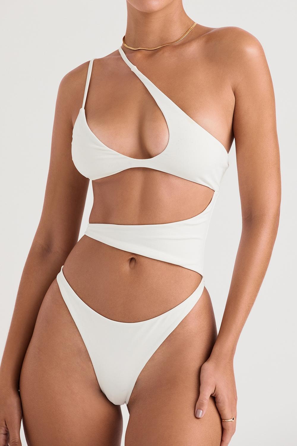 Lafayette Ivory Asymmetric Cutout Swimsuit Product Image