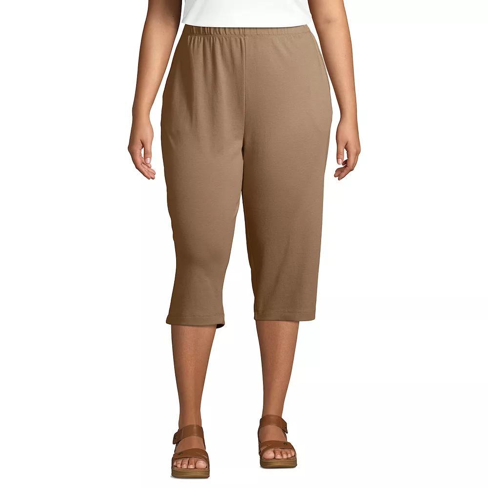 Plus Size Lands End Sport High Waist Pull-On Capri Pants, Womens Product Image