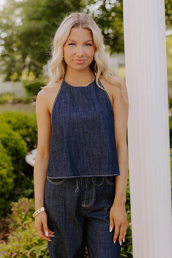 Block Party Ready Denim Halter Top Baby Product Image