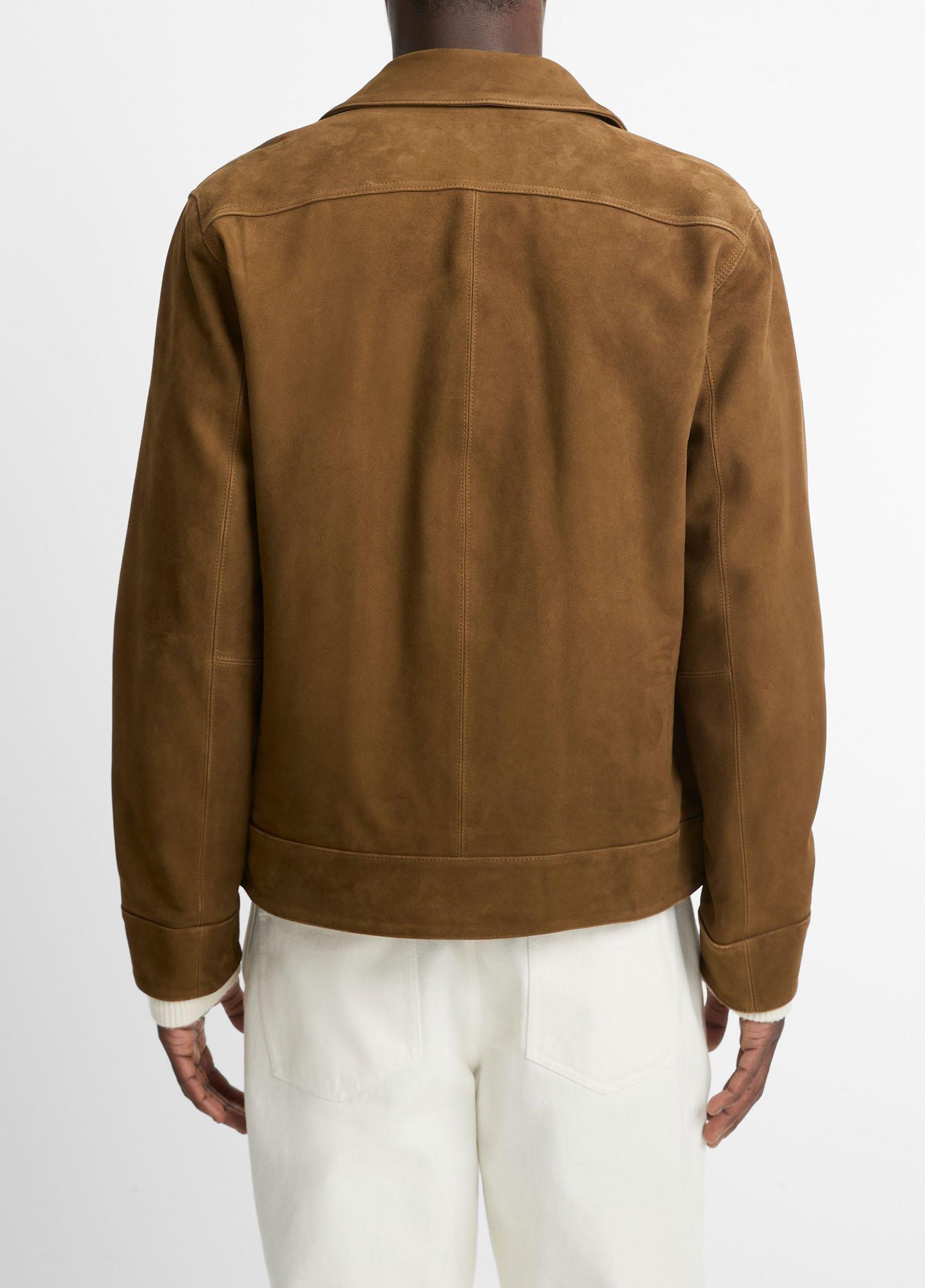 Shearling-Collar Suede Short Jacket Product Image