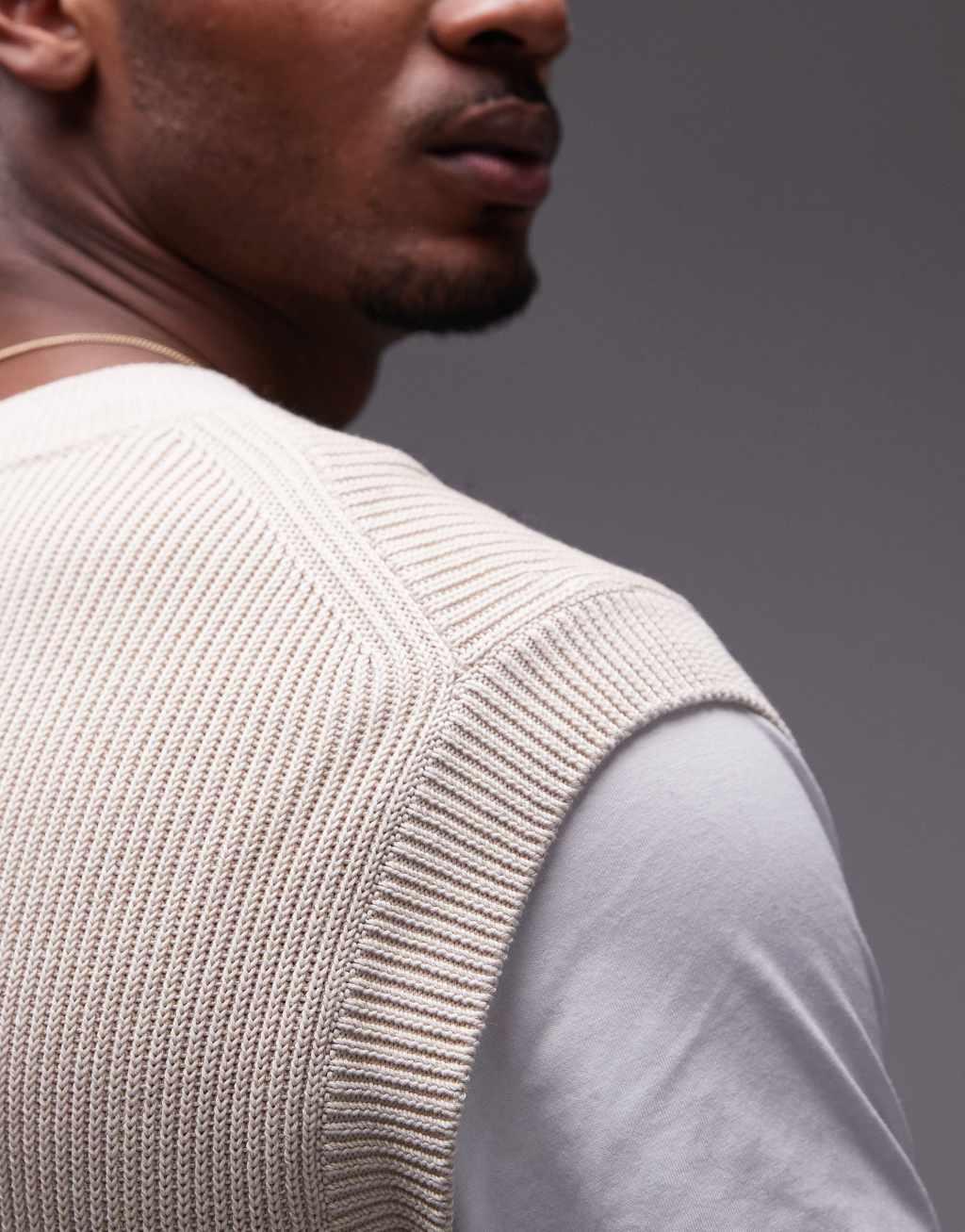 ARKET knitted vest with crew neck in off white Product Image