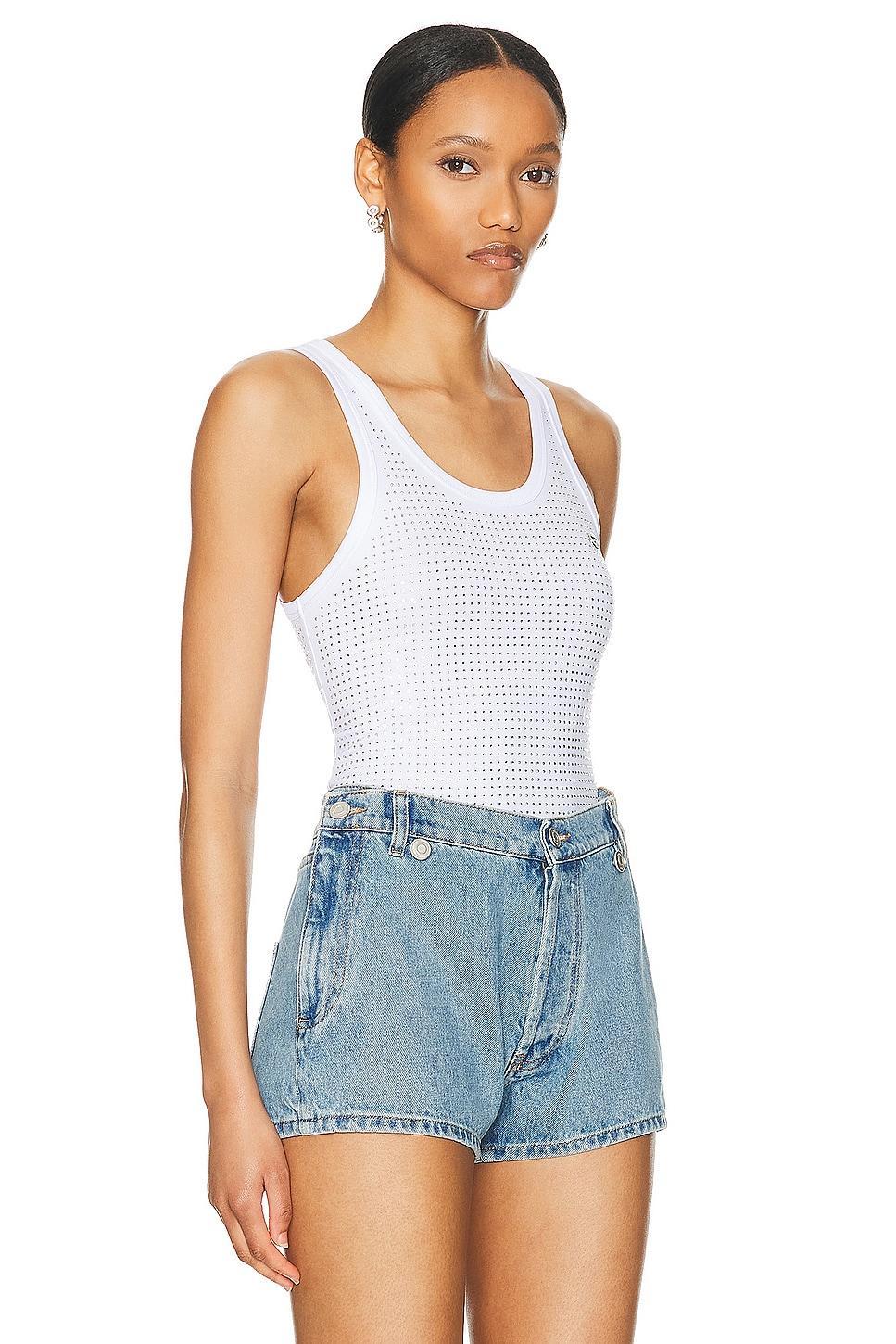 Coperni Crystal Embellished Logo Tank Top in White Product Image