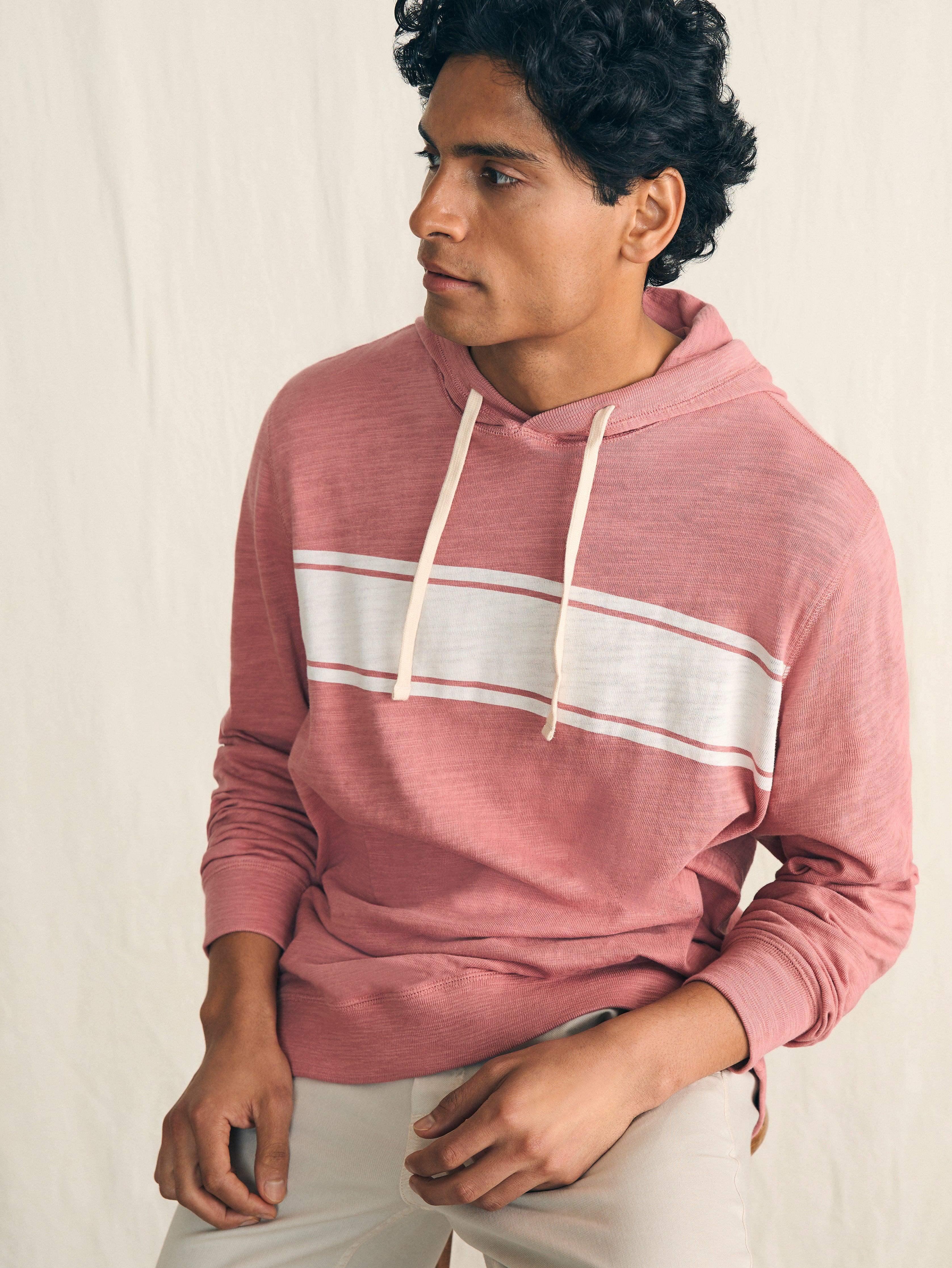 Sunwashed Slub Hoodie - Summer Red Surf Stripe Male Product Image