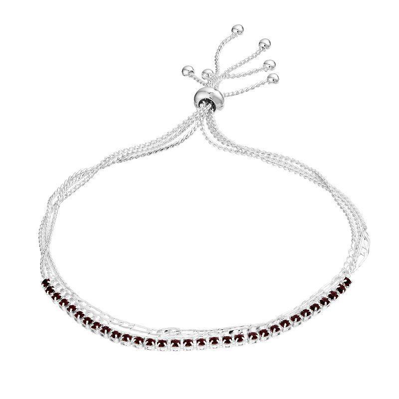 City Luxe Crystal Simulated Birthstone Multi-Strand Adjustable Chain Bracelet, Womens, Silver Tone June Product Image