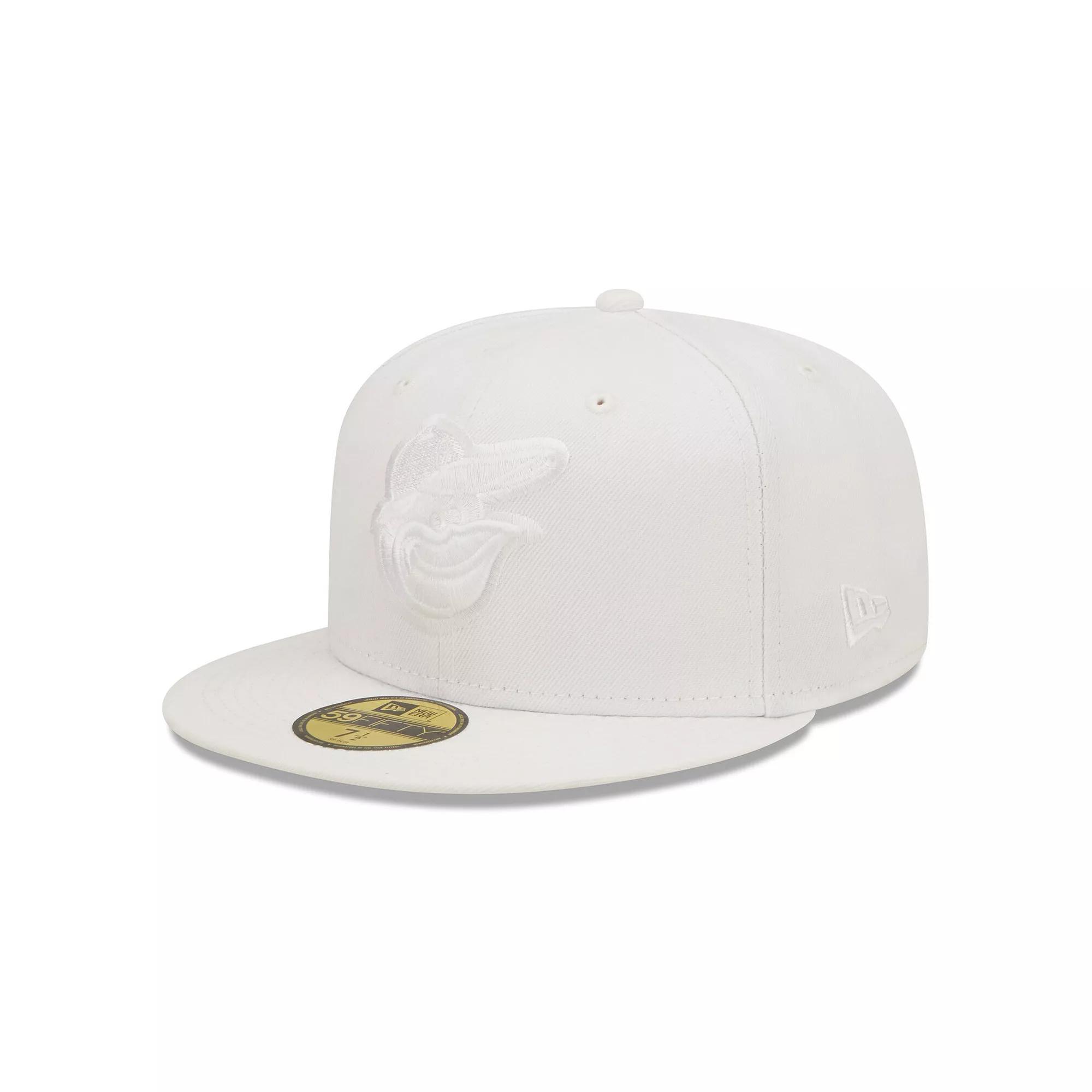 Men's New Era Baltimore Orioles White on White 59FIFTY Fitted Hat,  Product Image