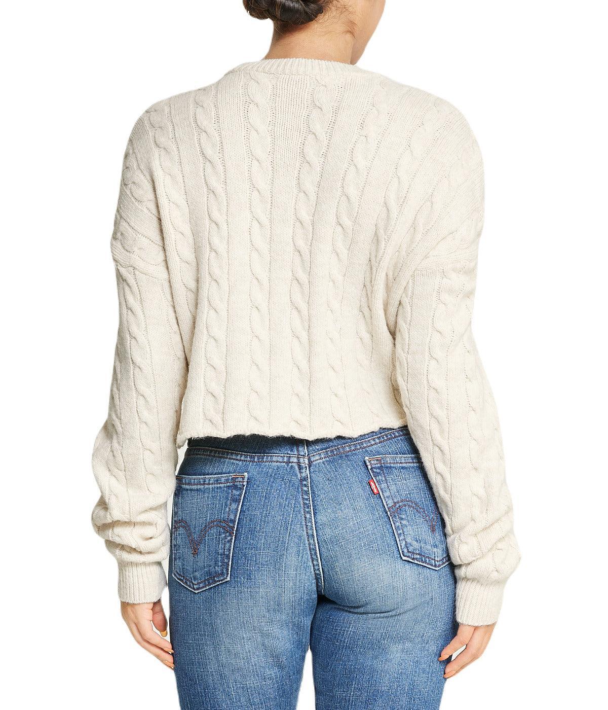 Cropped Boxy Cable Knit Sweater Product Image