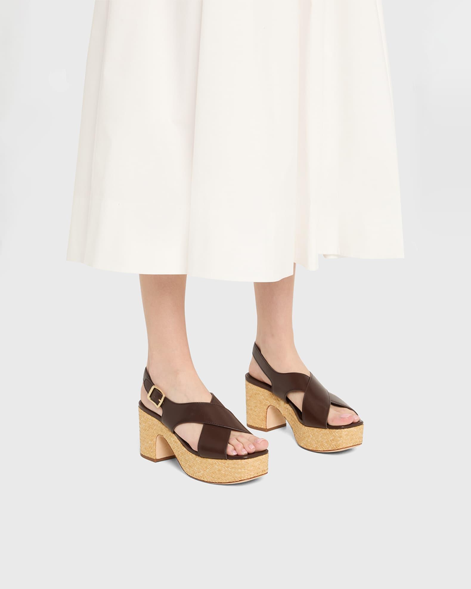 Clementina Leather Crisscross Platform Sandals Product Image