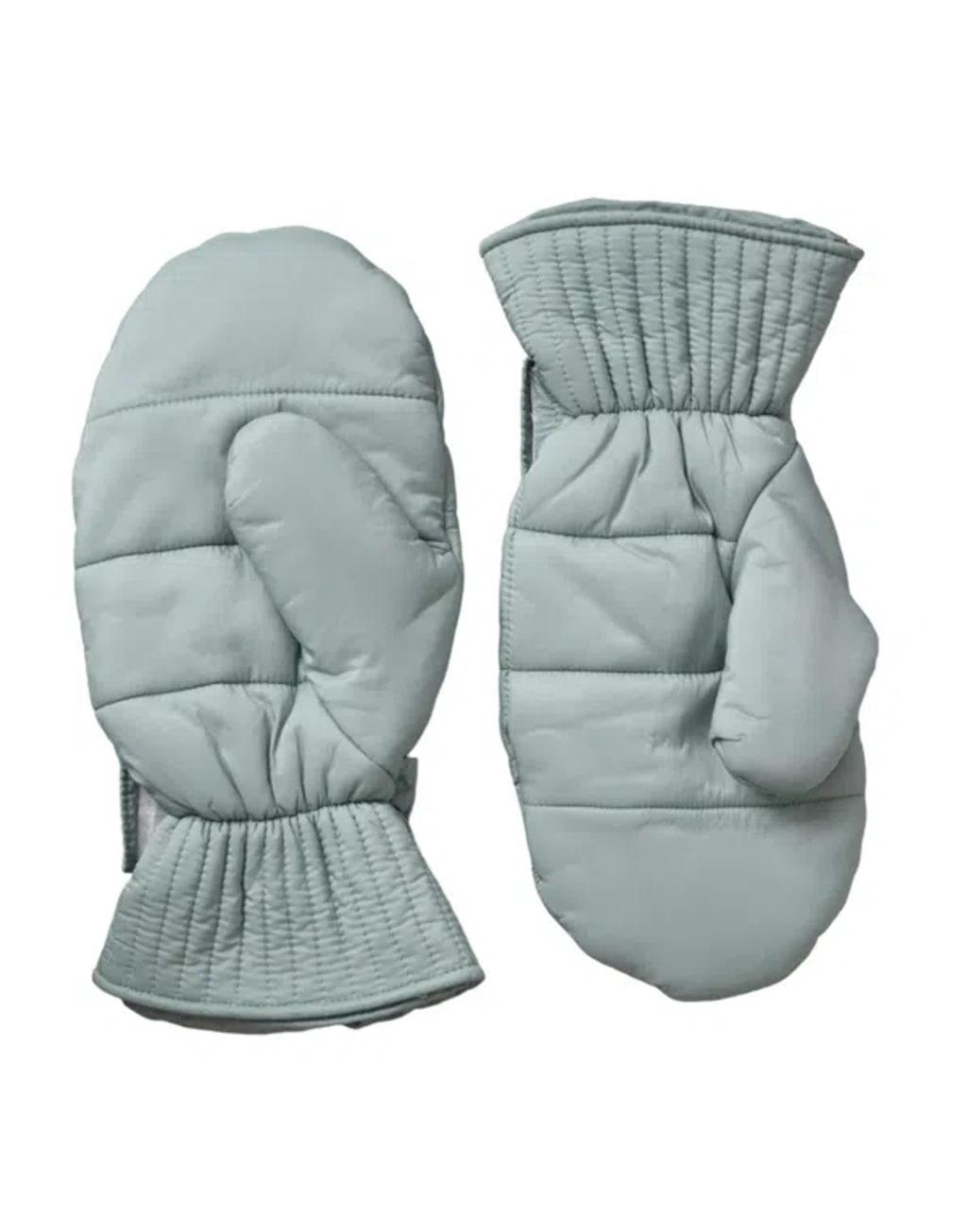 DOLCE & GABBANA Green Quilted Nylon Wrist Length Mitten Gloves Product Image