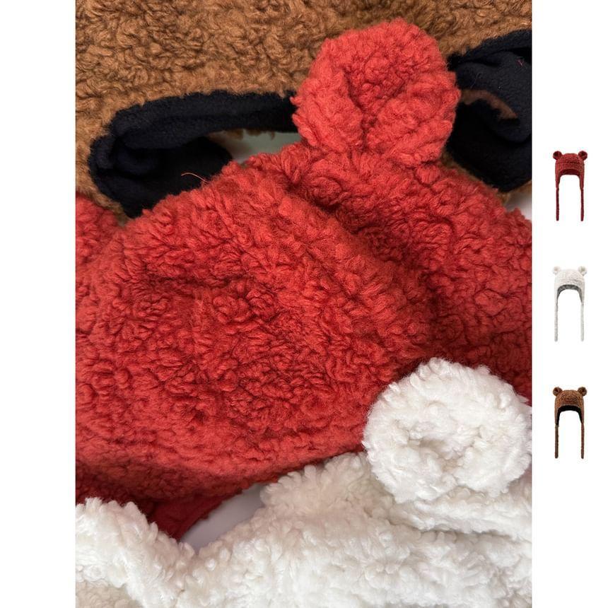 Plain Bear Ear Fleece Earflap Hat Product Image