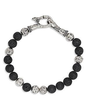 John Varvatos Collection Mens Sterling Silver Mercer Lava Bead Bracelet Product Image