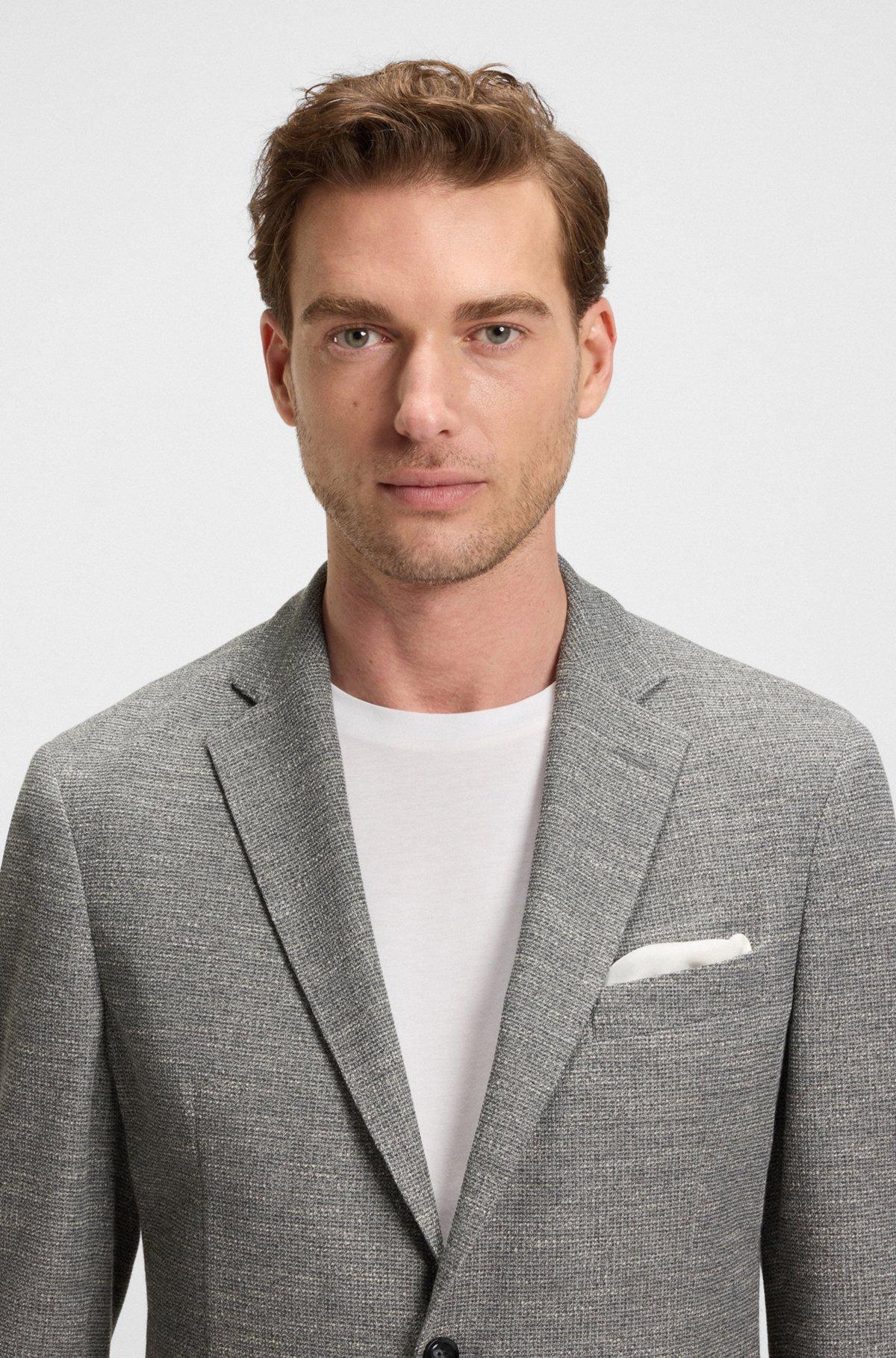 Slim-fit suit jacket in micro-patterned stretch fabric Product Image