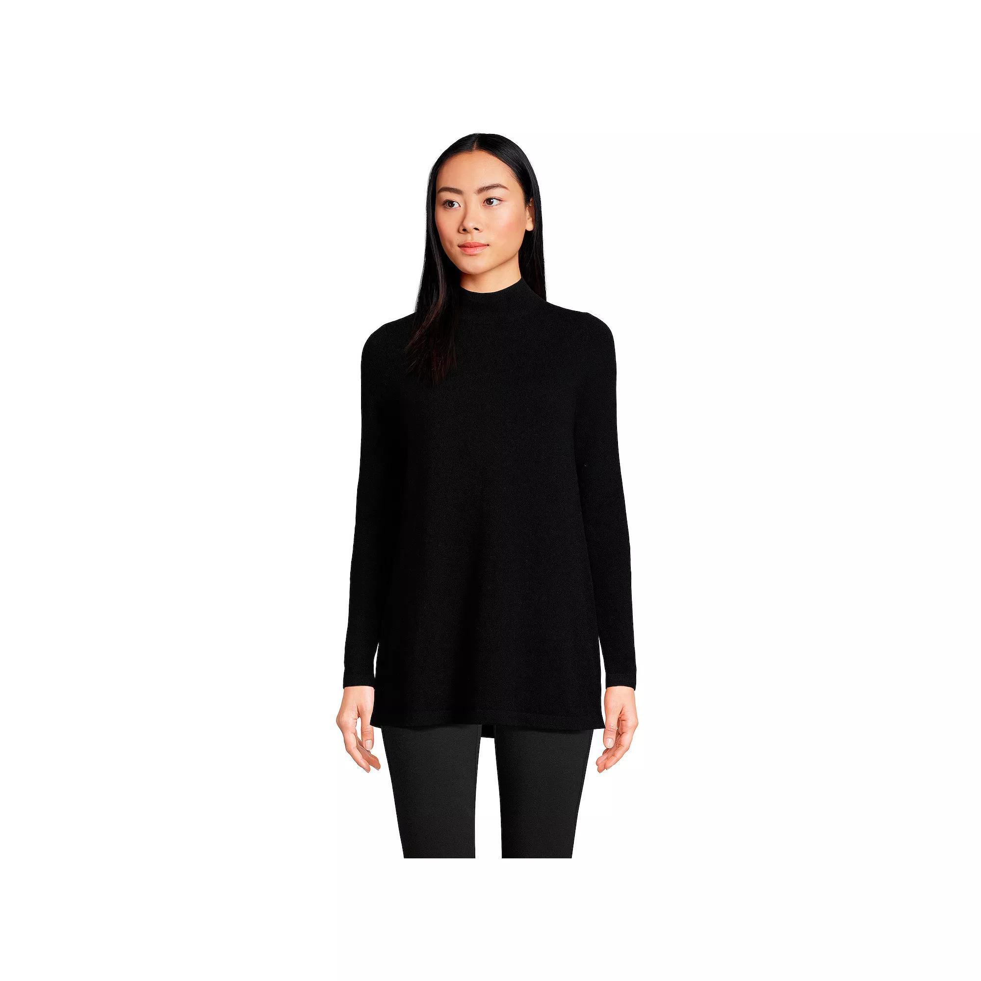 Women's Lands' End Cashmere Mock Neck Swing Tunic Sweater,  Product Image