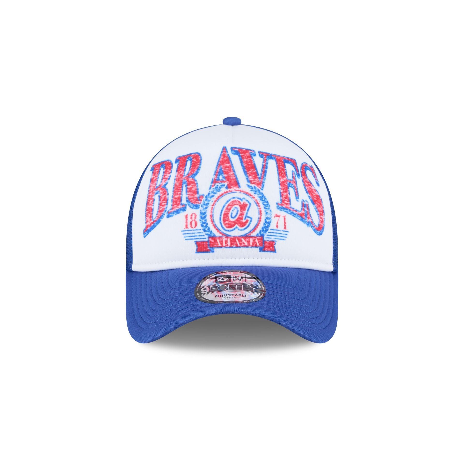 Atlanta Braves Distressed 9FORTY A-Frame Trucker Hat Male Product Image