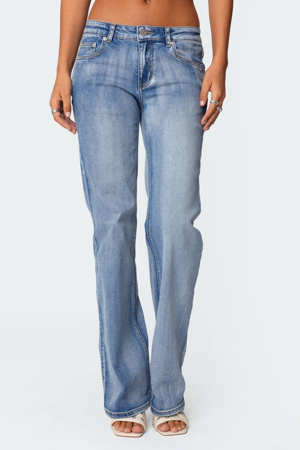 Boot Cut Washed Low Rise Jeans Product Image