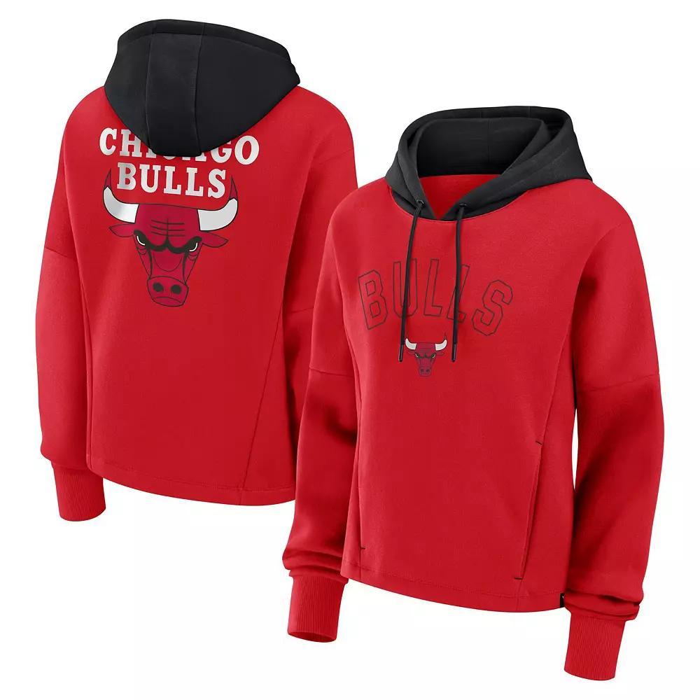 Women's Fanatics  Athletic Red Chicago Bulls Post Up Boxy Pullover Hoodie, Size: 2XL, Team Product Image